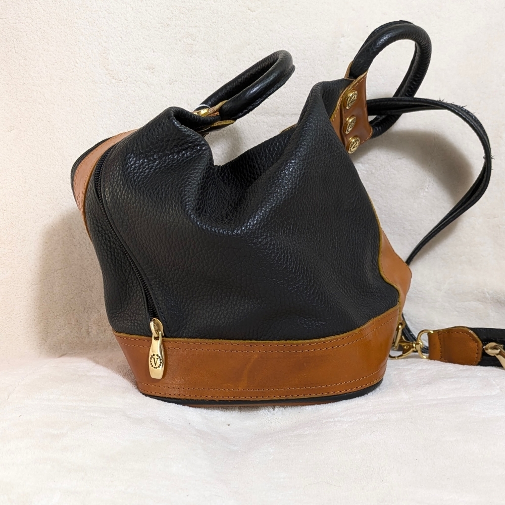 Valentina Convertible Black Brown Leather Shoulder Crossbody Sling Backpack‎ - Picture 3 of 16